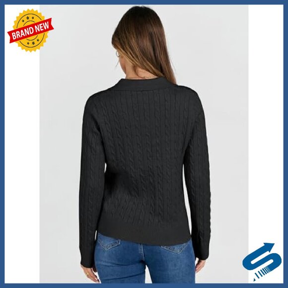 V-Neck Cable Knit Sweater, Regular Fit, Long Sleeve Pullover - Picture 5 of 8